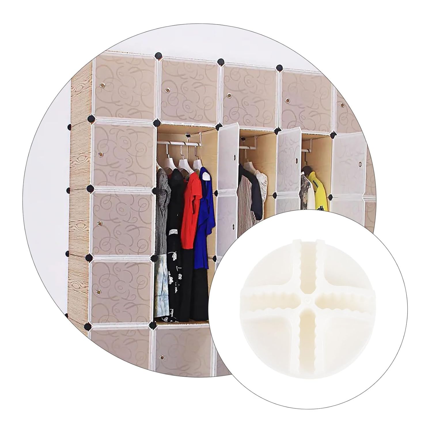 20pcs Modular Organizer Clips for Cube Storage Shelving White Abs Plastic Connectors for Easy Assembly and Reconfiguration of Closet and Cabinet Systems