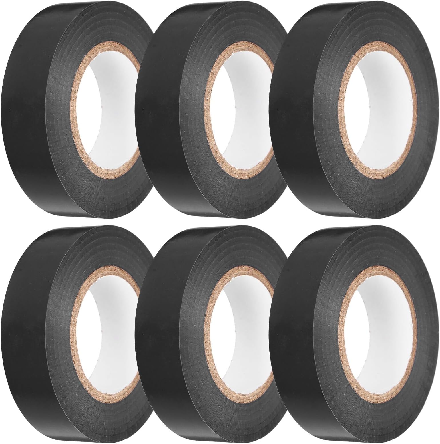 6pcs Black PVC Electrical Tape 19mm X 20m High Temp Insulation Tape for Wire Protection, Repair, and Outdoor Use