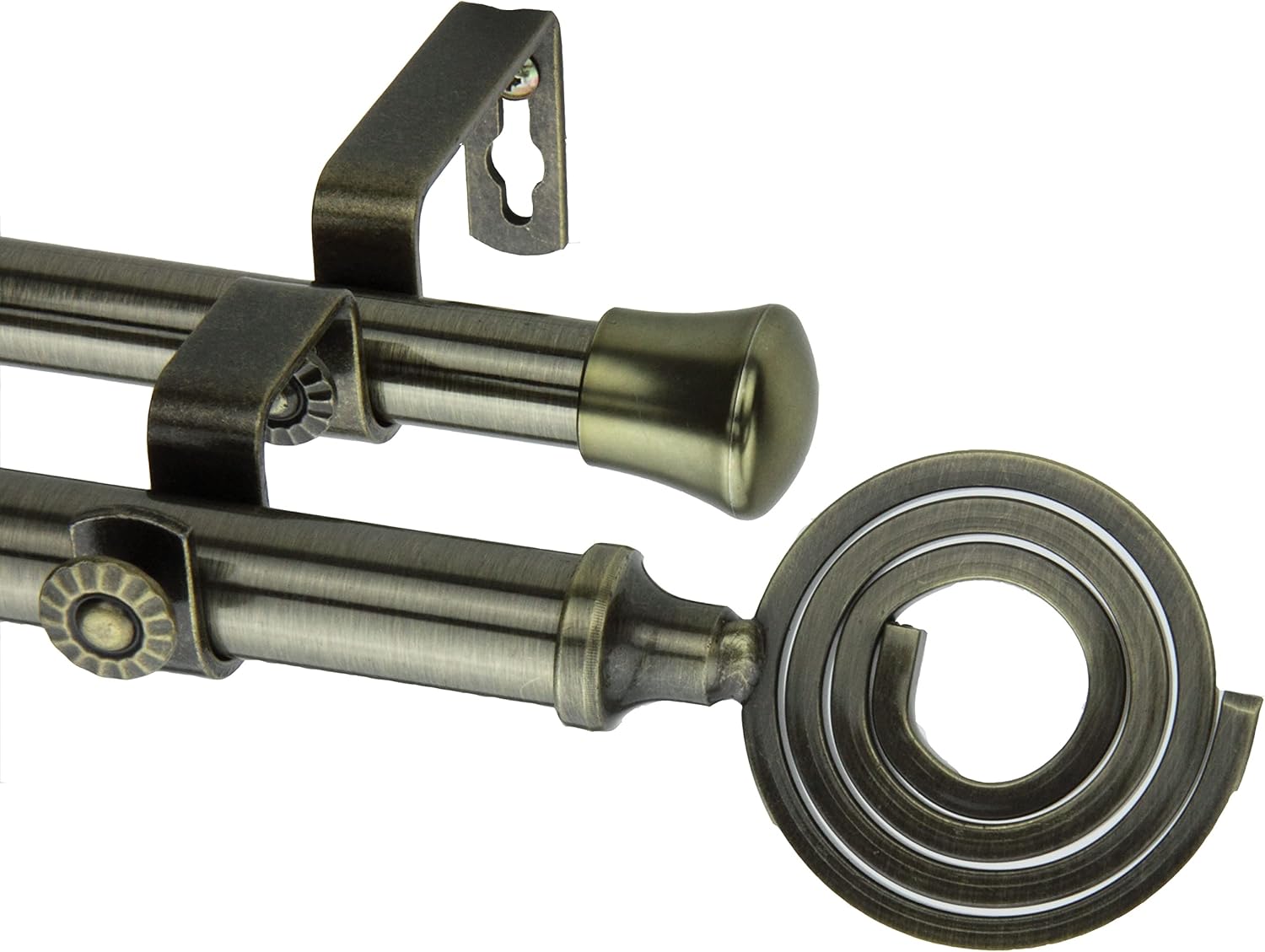 Rod Desyne Hoop 13/16" Double Curtain Rod, 28-48 inch, Antique Brass