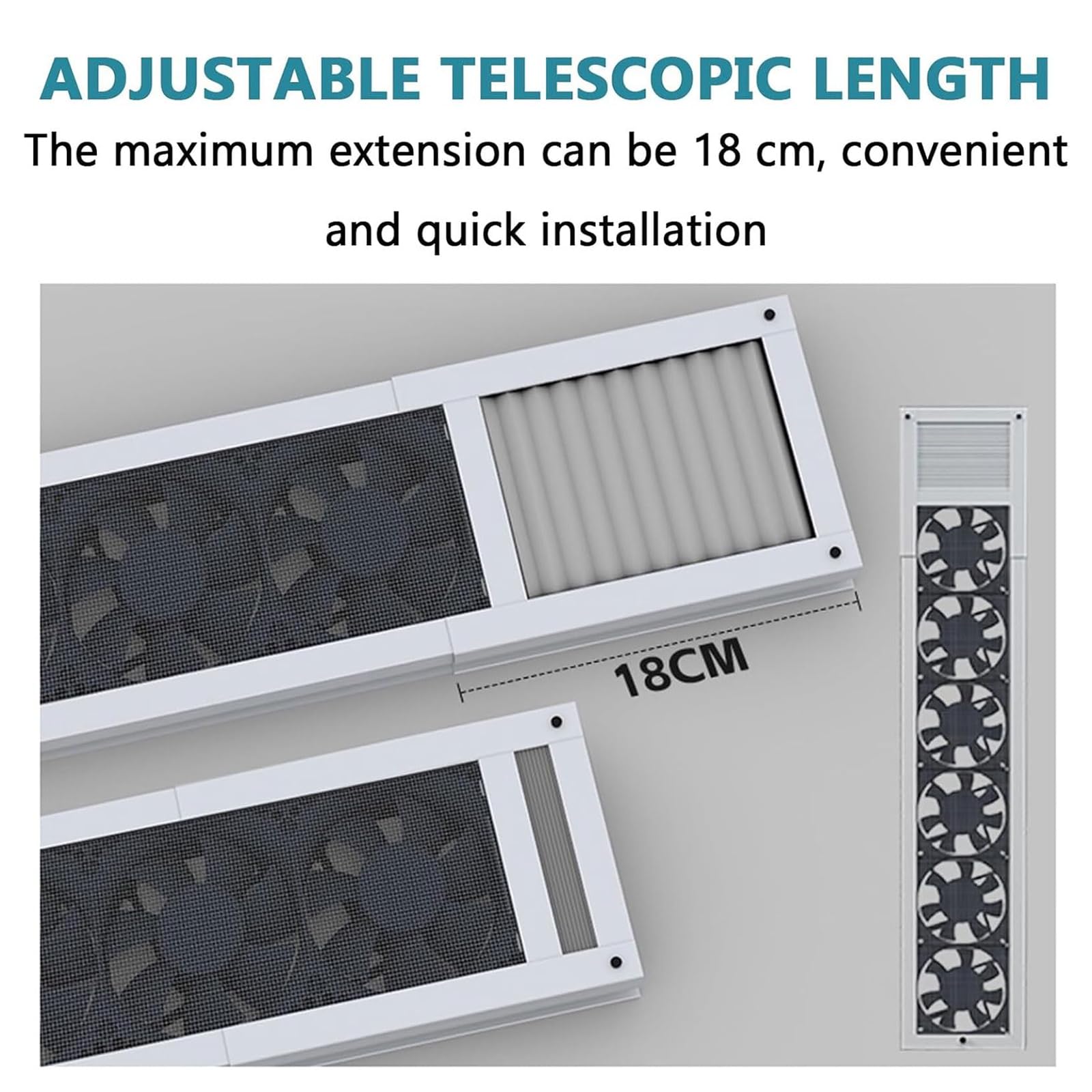 Ventilador de Ventana Vertical para Ventanas correderas, Extractor de Aire de 2800 RPM con Volumen de Aire Ajustable, instalación retráctil sin Perforaciones de 52-140 cm(White,81-106 cm)