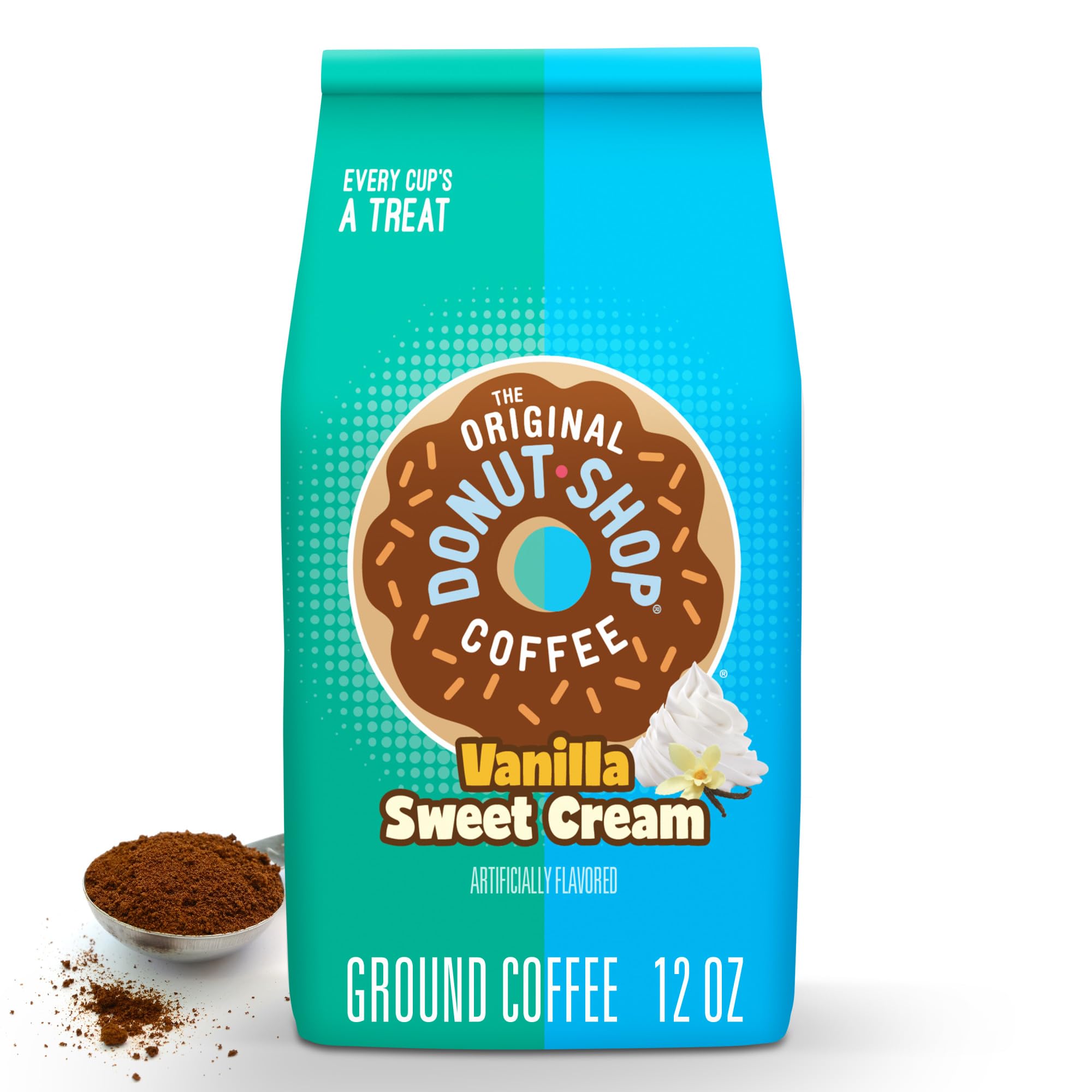 The Original Donut Shop Coffee Vanilla Sweet Cream Medium Roast Flavored Ground Coffee 12 oz Bag