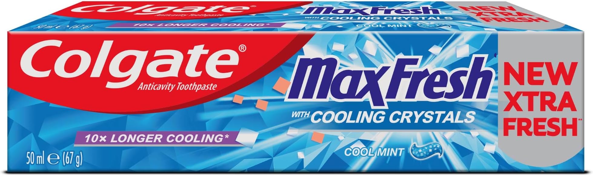 Colgate Max Fresh Toothpaste with Cooling Crystals, Cool Mint Gel Toothpaste, Travel Size - 50ml