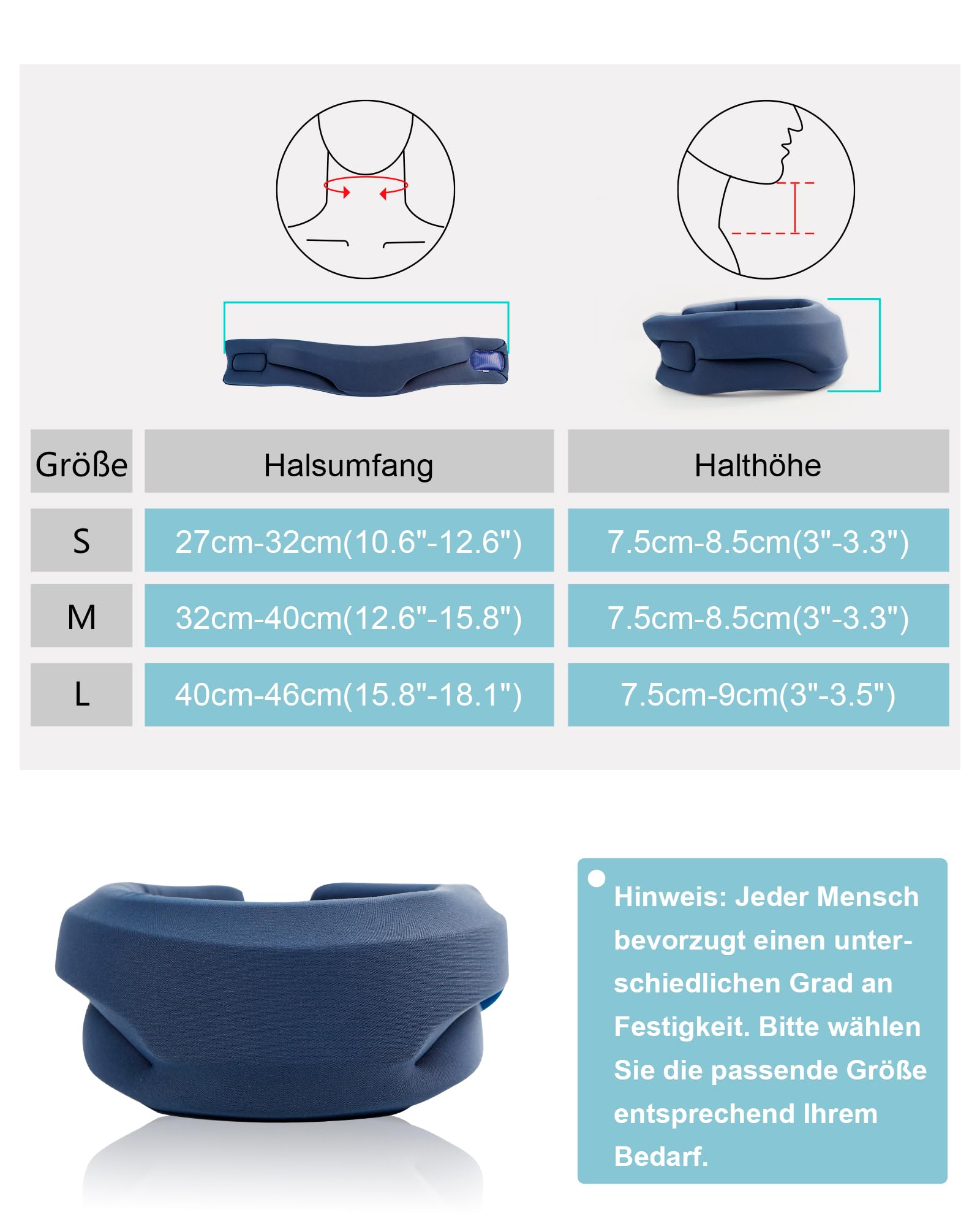 Soporte cervical de espuma suave, ajustable (L)