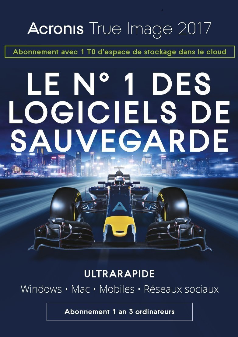 Acronis True Image Subscription 3 postes + 1 TB Acronis Cloud Storage - Abonnement d'un an - 3 Appareils, 1 An [Mac]