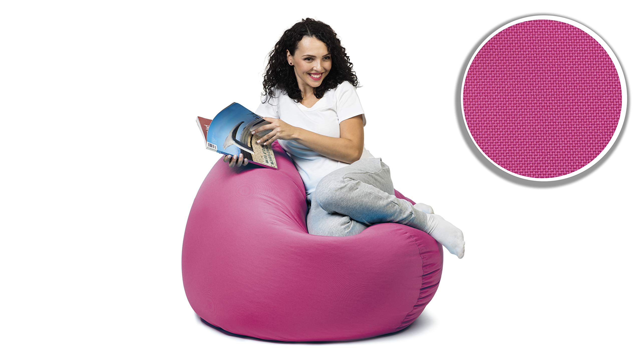 sunnypillow Worek do siedzenia XXL z wypełnieniem ze styropianu, średnica 125 cm, funkcja 2 w 1, do siedzenia i leżenia, na zewnątrz i wewnątrz, dla dzieci i dorosłych, wiele kolorów i rozmiarów do wyboru