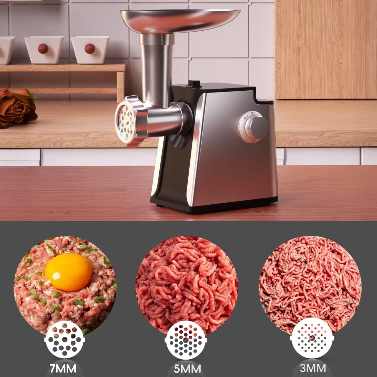 Electric Meat Grinder 2800W Sausage Stuffer Maker 4-In-1 Vegetable Shredder With 3 Slice, Shred Blades,5 Blades,Sausage Stuffer,Kubbe Kit For Home Kitchen Use
