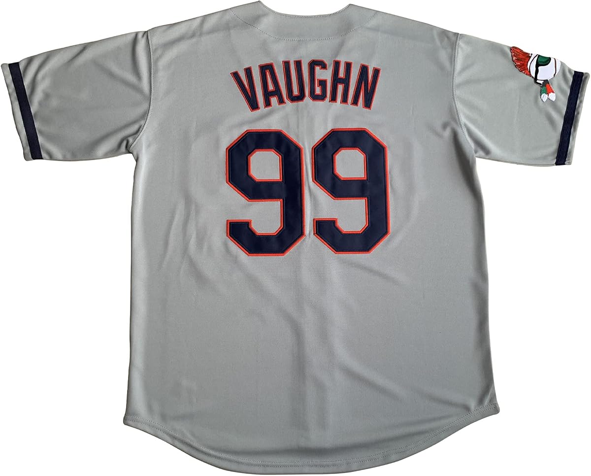 Camiseta de la película Ricky Vaughn para hombre, camisetas de béisbol cosidas para fanáticos de los deportes de Hip Hop de los años 90