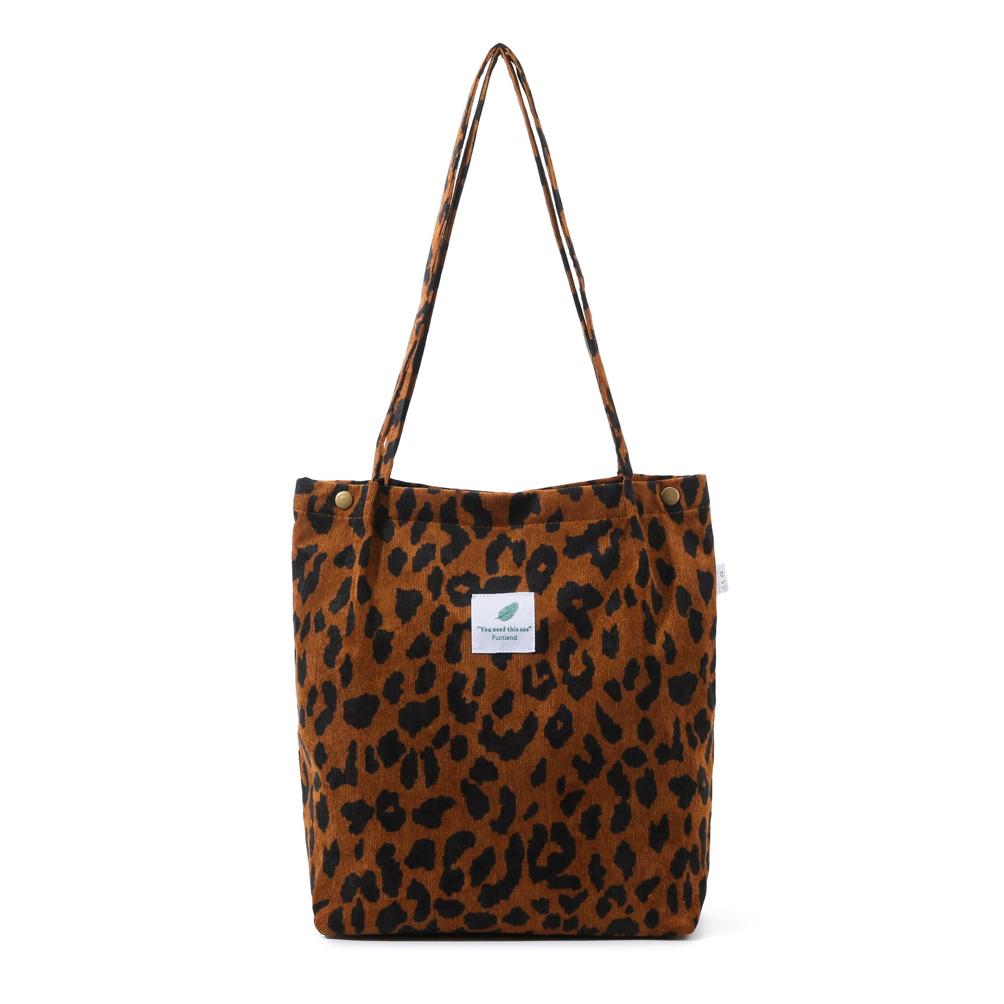 Funtlend Umhängetasche Damen Groß Cord Tasche Damen Handtasche Shopper Damen Henkeltasche für Uni Arbeit Mädchen Schule (Braun