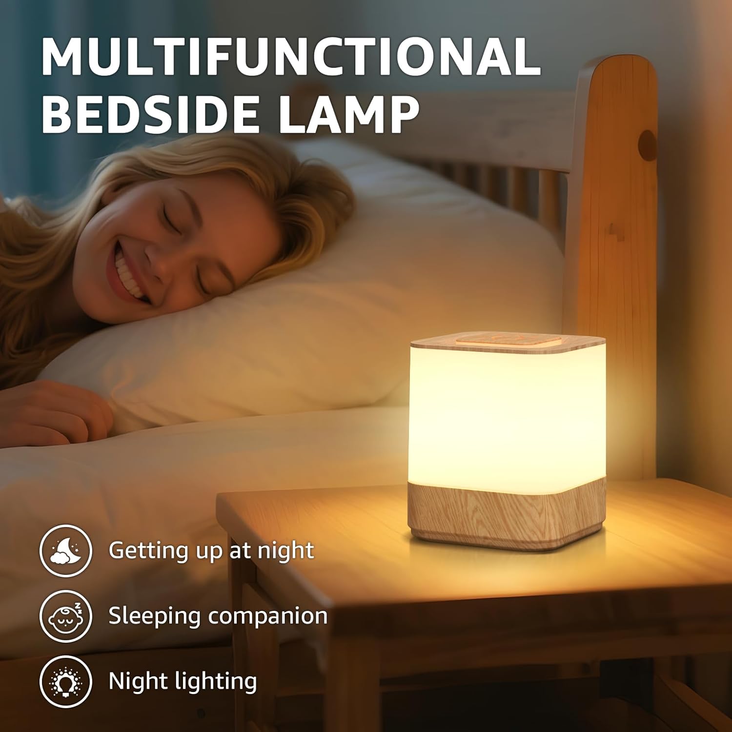 uuffoo 2 Pack Rechargeable Night Light Lamp 3 Color Touch Dimmable LED Portable Table Lamp Battery Operated, USB Changing, Small Cordless Lamp for Bedside Bedroom Travel