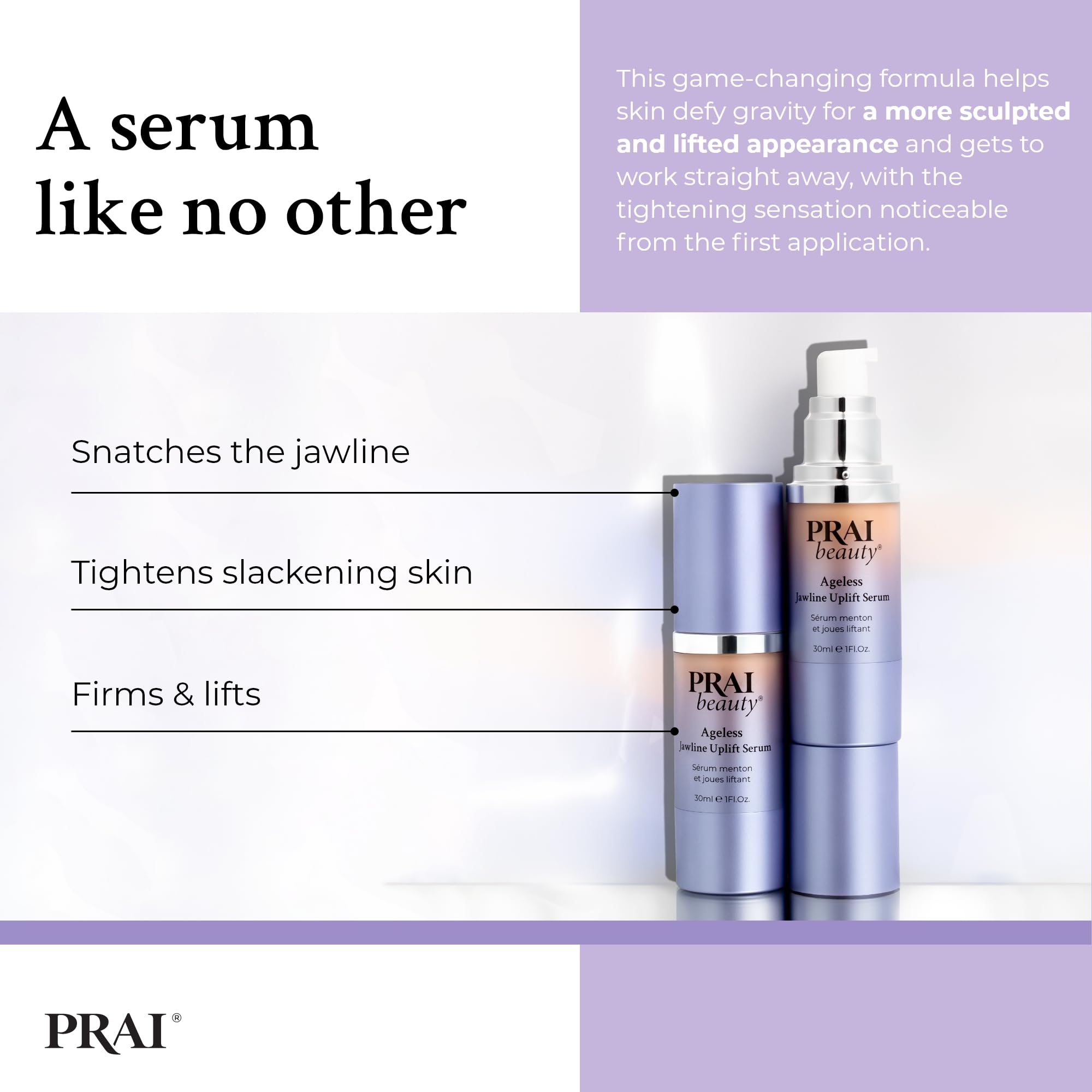 PRAI Ageless Jawline Uplift Serum 30ml, Dramatic, Anti-Gravity Instant Lift & Tightening Effect - Image 2