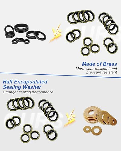 Miniatura 3 de Arandelas de sellado de combustible para Banjo Bolt de 0.315 in, 0.394 in, 0.472 in, 0.551 in, apto para sistema de combustible Dodge Cummins,