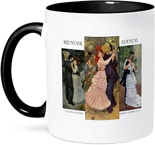 3dRose mug_49362_4 "Collage Of Renoirs Dance Paintings" Two Tone Black Mug, 11 oz, Multicolor