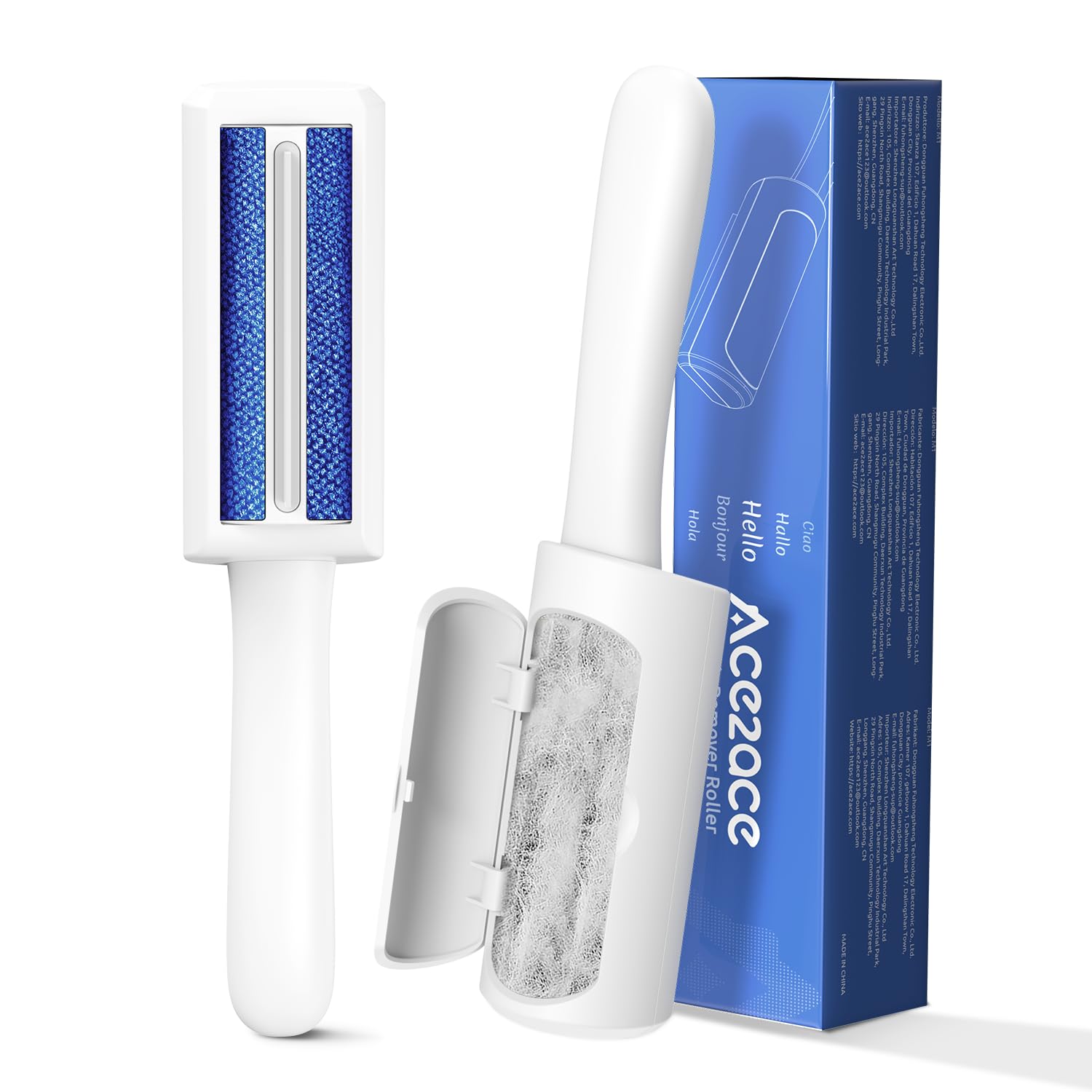 ACE2ACE Spazzola Togli Peli per Vestiti, Rimuovi Peli Animali da Tessuti | Rullo Levapelucchi Peli Cane Gatto, Divani e Coperte, Rullo Riutilizzabile Portatile per Abbigliamento, Mini, Bianco