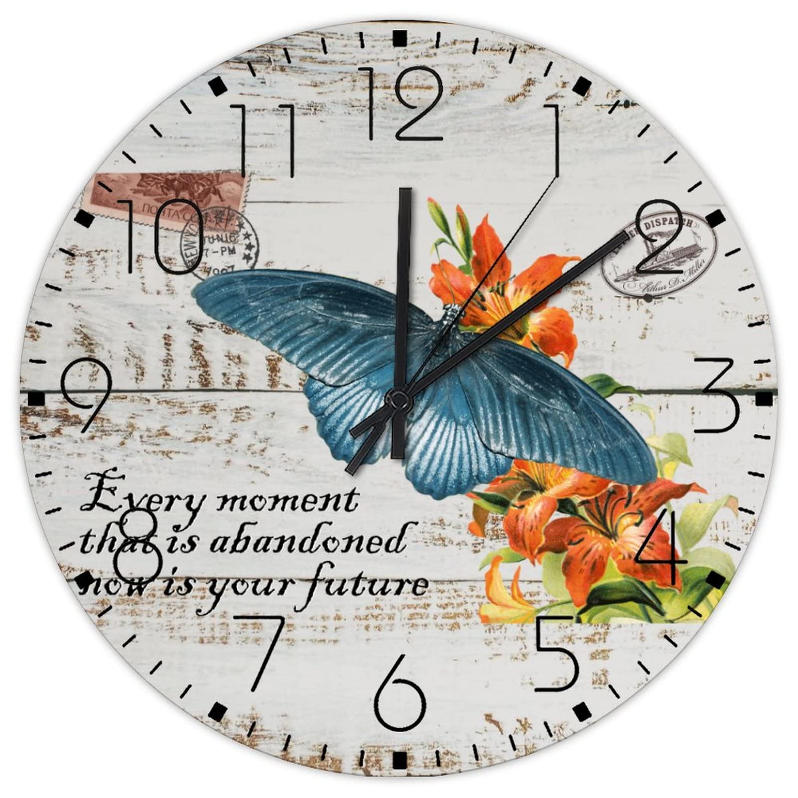 Horloge murale en bois salon et salle de fitness décoration vintage Now Is Your Future
