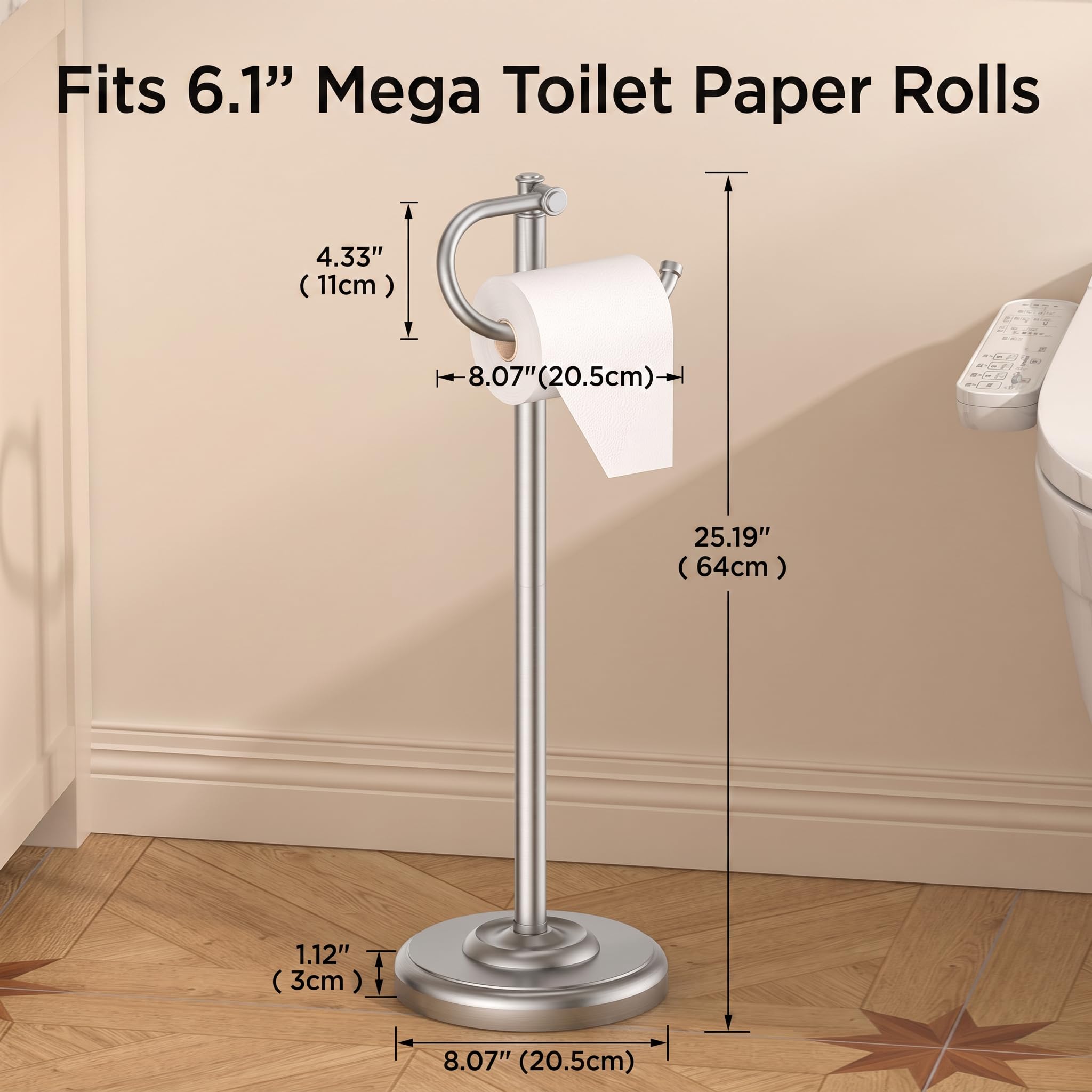 FORIOUS Toilet Paper Holder Stand, Vintage Freestanding Tissue Roll Holder — Amazon image 7