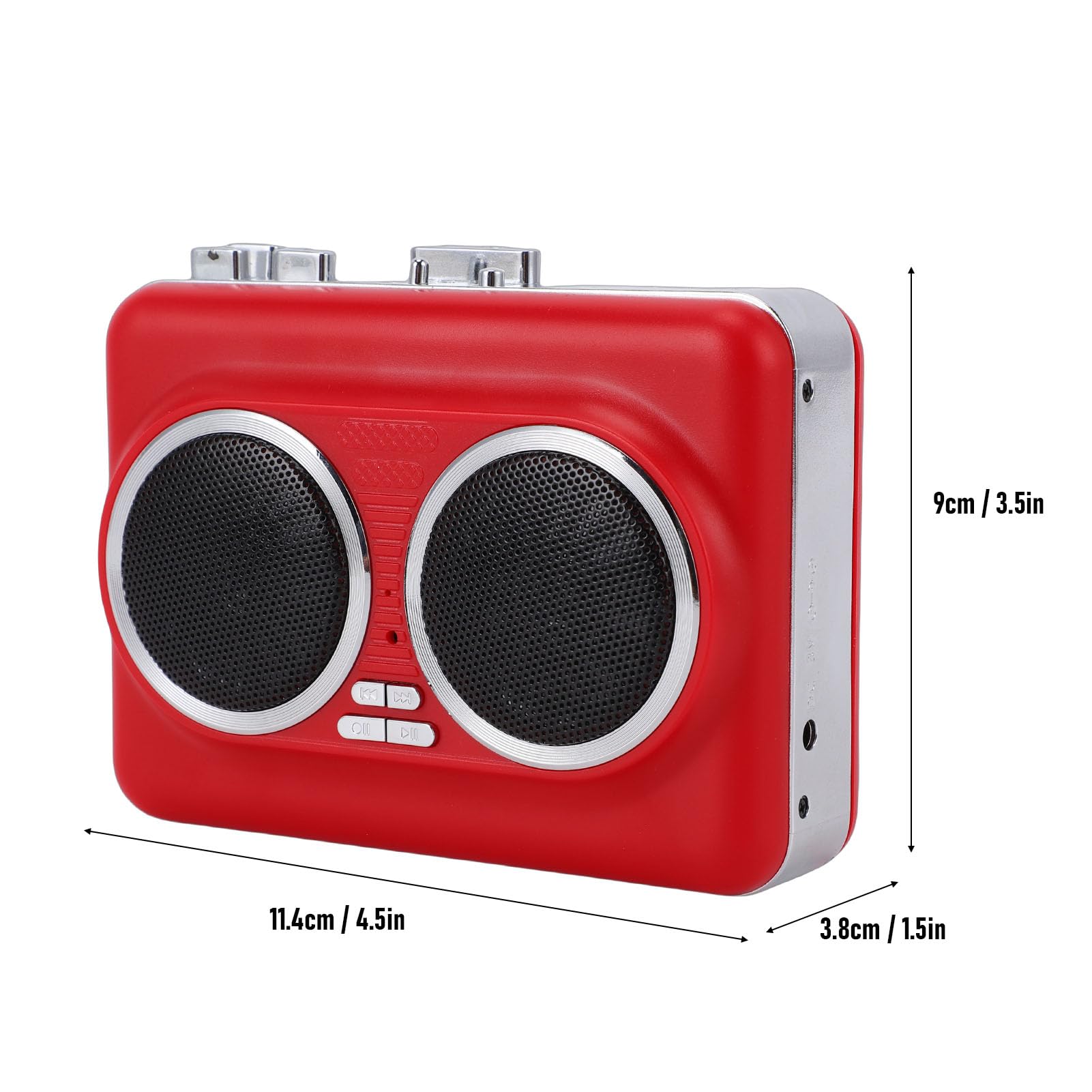 Fabater Przenośny Magnetofon z funkcją Kasety na MP3 i Wejściem AUX 3,5 Mm do Użytku w Domu i w Podróży Czerwony