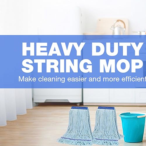 Miniatura 2 de Trapeador de hilo resistente para limpieza de suelos, industrial comercial húmedo con cabezal de repuesto adicional, trapeador de algodón súper