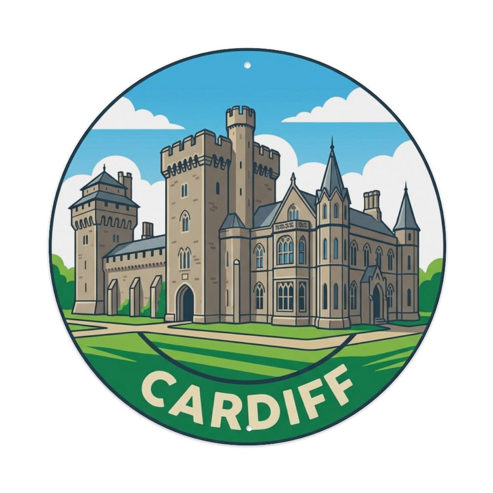 Metal Tin Sign Vintage Travel Wales Cardiff