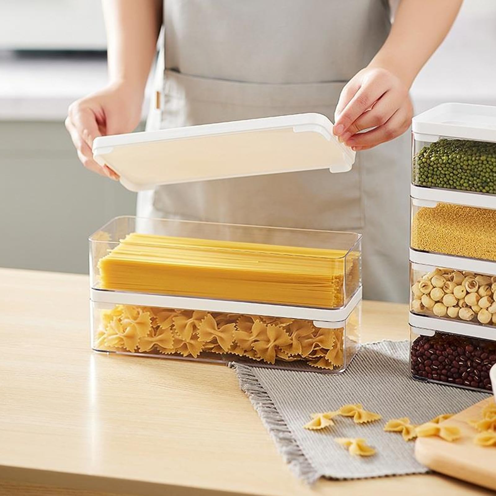 Tarro de almacenamiento sellado 5 unidades 28,1 x 10,1 x 7 cm tarro de plástico para pasta cabe en la encimera