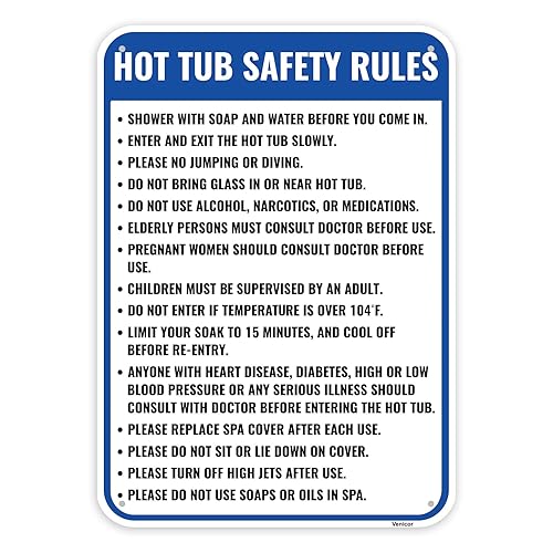 1PC Hot Tub Sign, 14 x 10 Inches - Aluminum