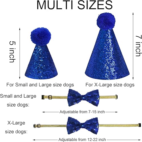 Miniatura 5 de Suministros para fiesta de cumpleaños para perros, varios tamaños, sombrero de cumpleaños para perro con números, bandana, pajarita, letrero con