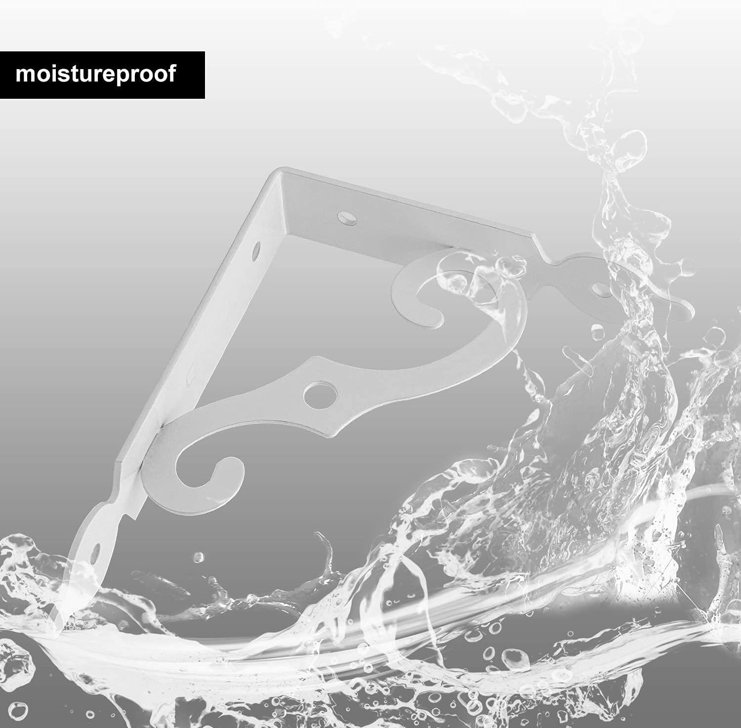 Acrux7 12 Pack Heavy Duty Decorative Shelf Brackets 9.4 X 7.5 inch with Screws White Metal Shelf Brackets - Shelf Support Angle Brackets for Shelves- L Brackets Heavy Duty Corner Brace Shelf Supporter