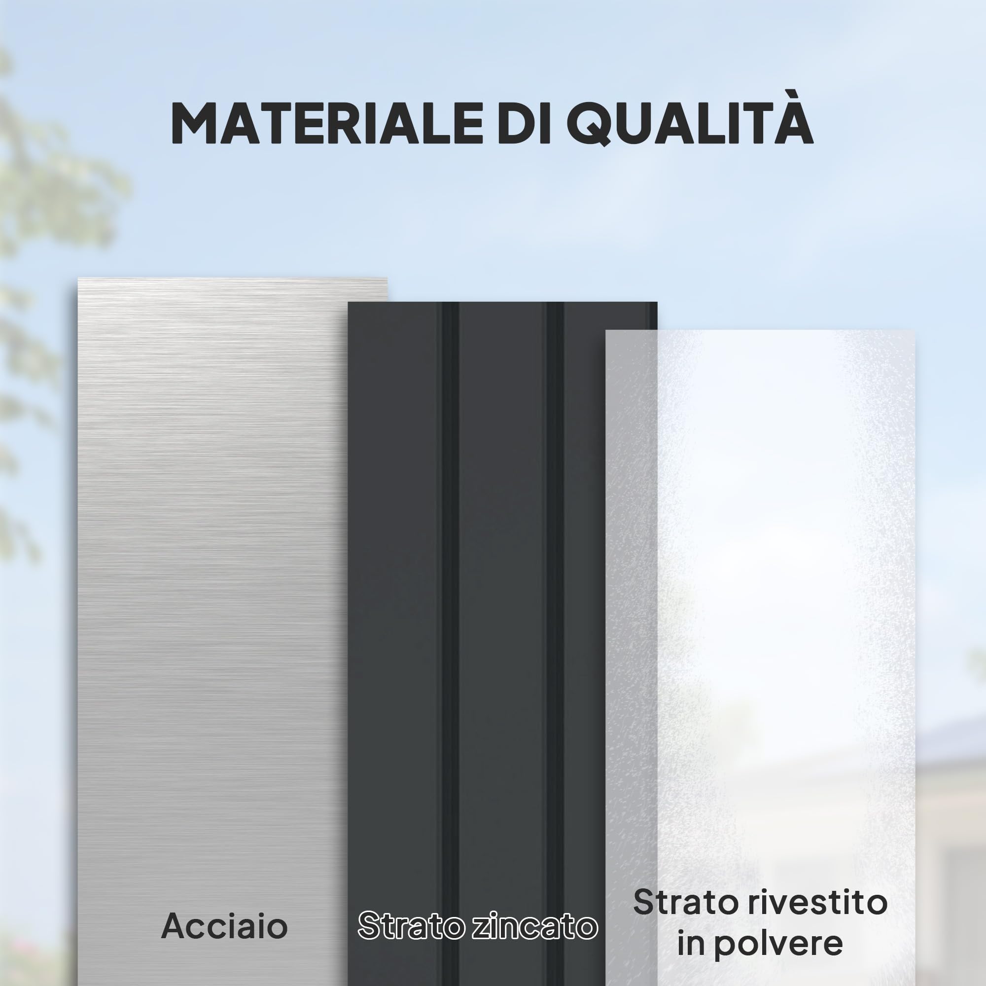 Outsunny Baule da Esterno da 400L con Coperchio a Doppia Leva, Serratura e 2 Chiavi, Cassapanca Contenitore da Esterno Impermeabile in Acciaio Zincato, 124x66x72 cm, Grigio Scuro