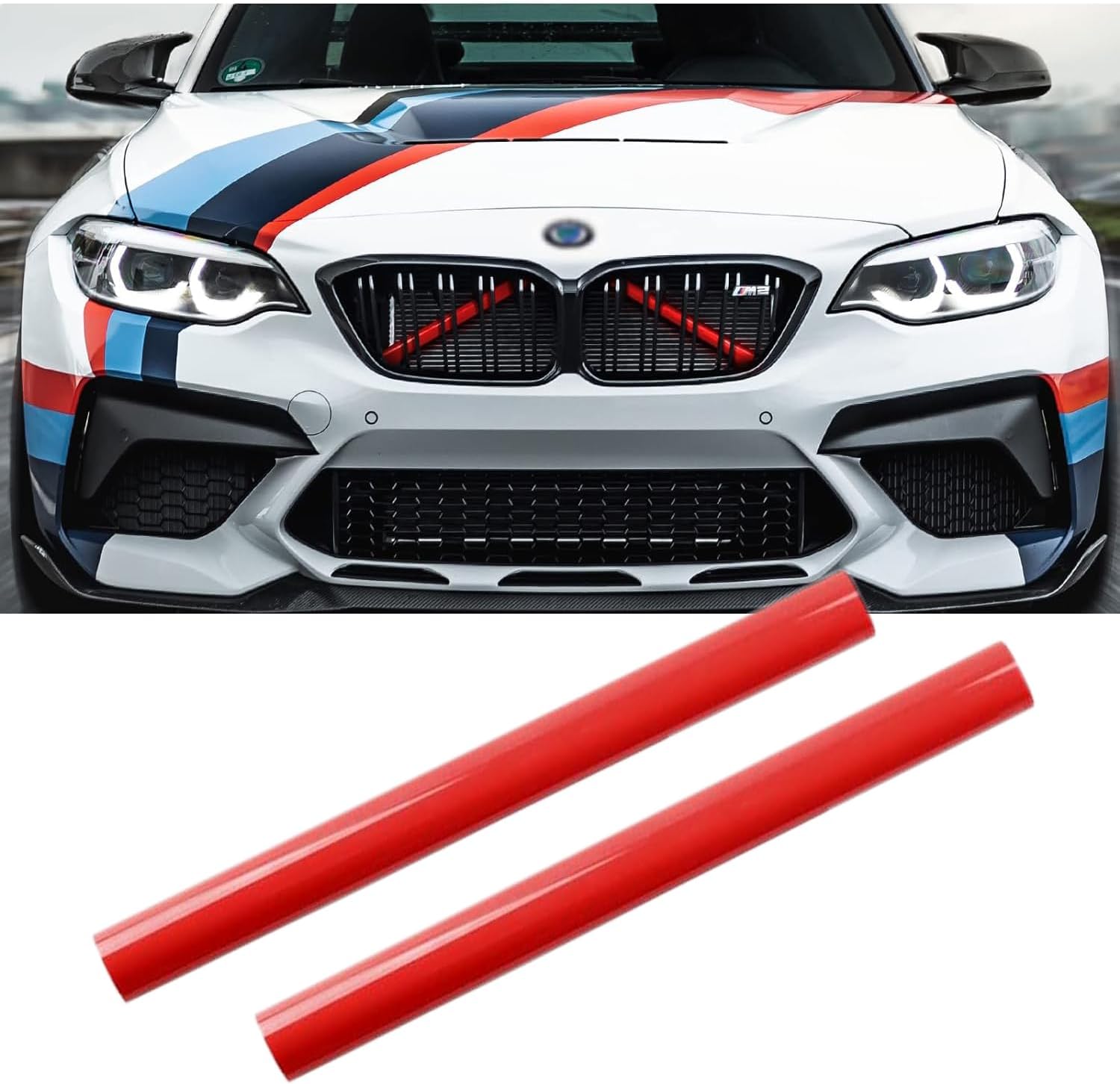 2PCS Grille Insert Trims Stripe for BMW, Front Grille Trim Stripes Cover Compatible with F20 F30 F21 F22 F23 F31 F32 F33 F34 F36 F40 F44（Red）