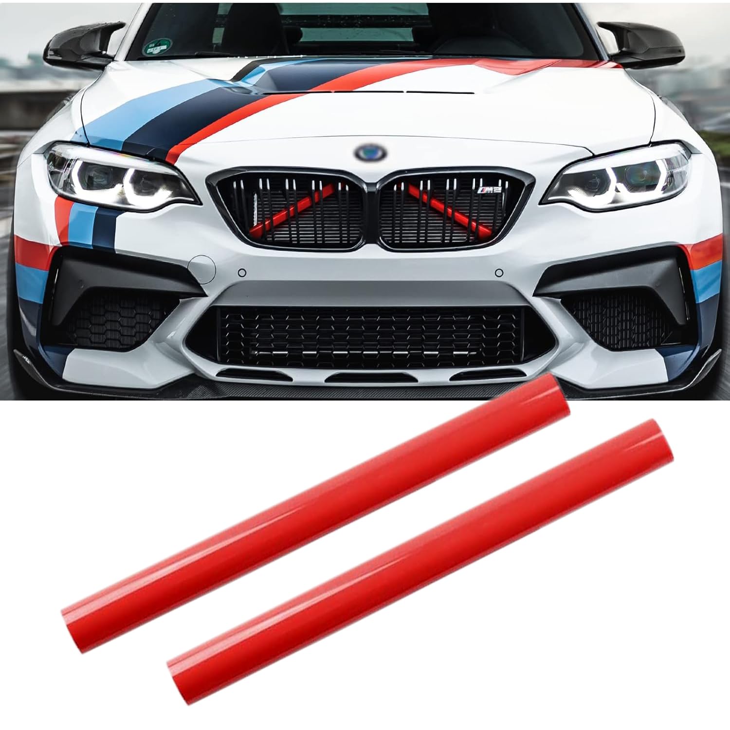 2PCS Grille Insert Trims Stripe for BMW, Front Grille Trim Stripes Cover Compatible with F20 F30 F21 F22 F23 F31 F32 F33 F34 F36 F40 F44（Red）