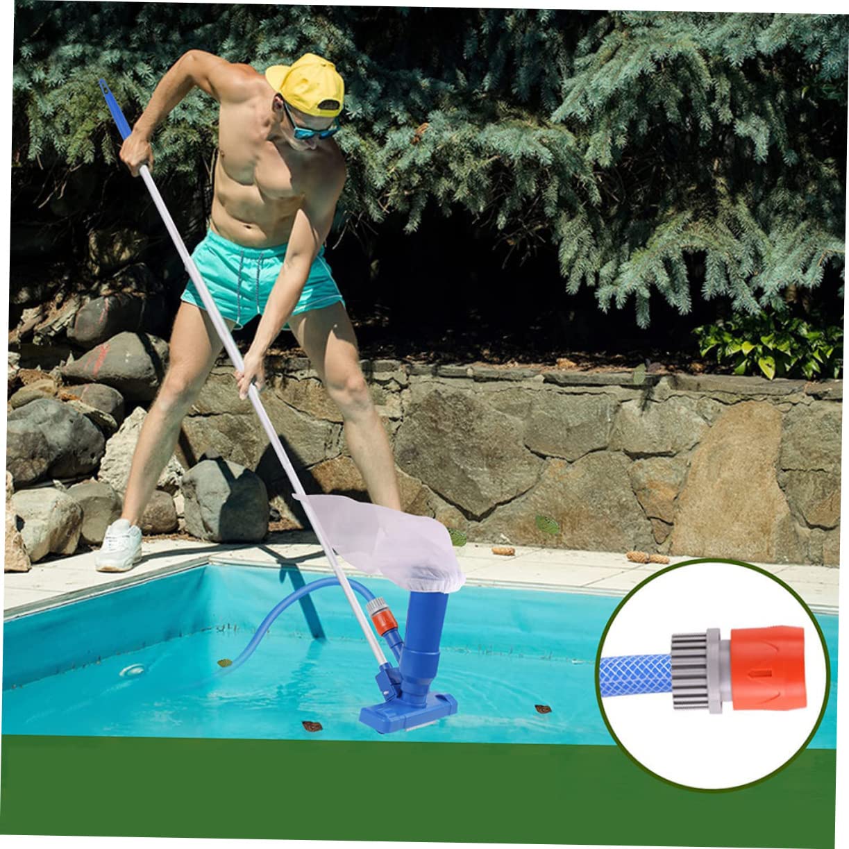 Épuisette de Nettoyage de Piscine 1 Set Bleu Plastique Aluminium