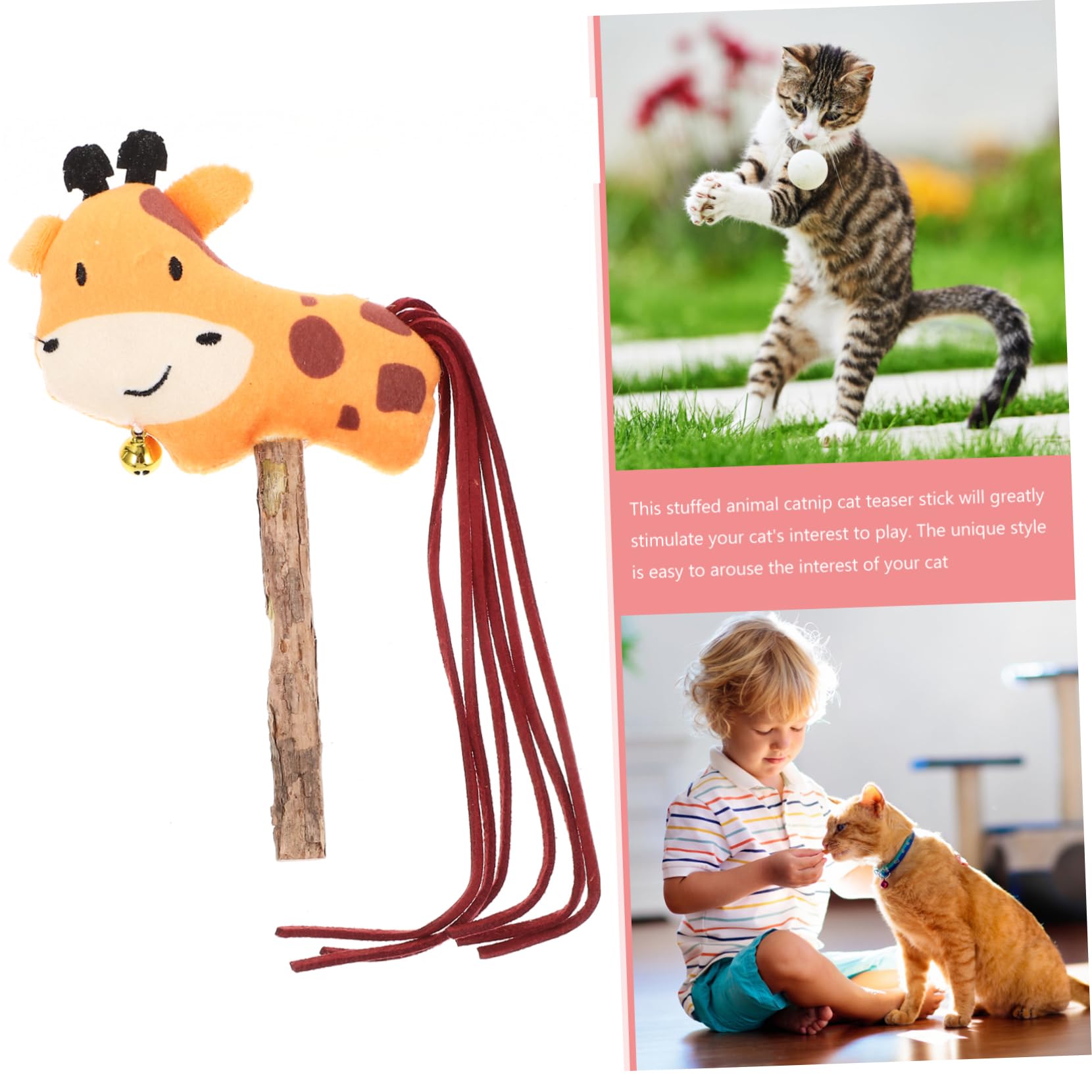 Cat Teaser Stick - Juguete interactivo para masticar hierba gatera para jugar y hacer ejercicio