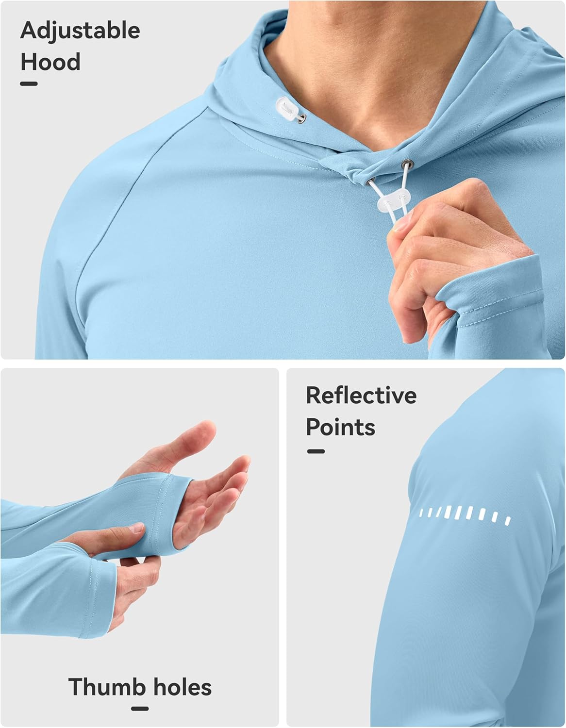 Men's Sun Protection Hoodie Shirt UPF 50+ Long Sleeve Fishing Rash Guard UV SPF Summer Lightweight Hiking Shirt for Men - Image 2