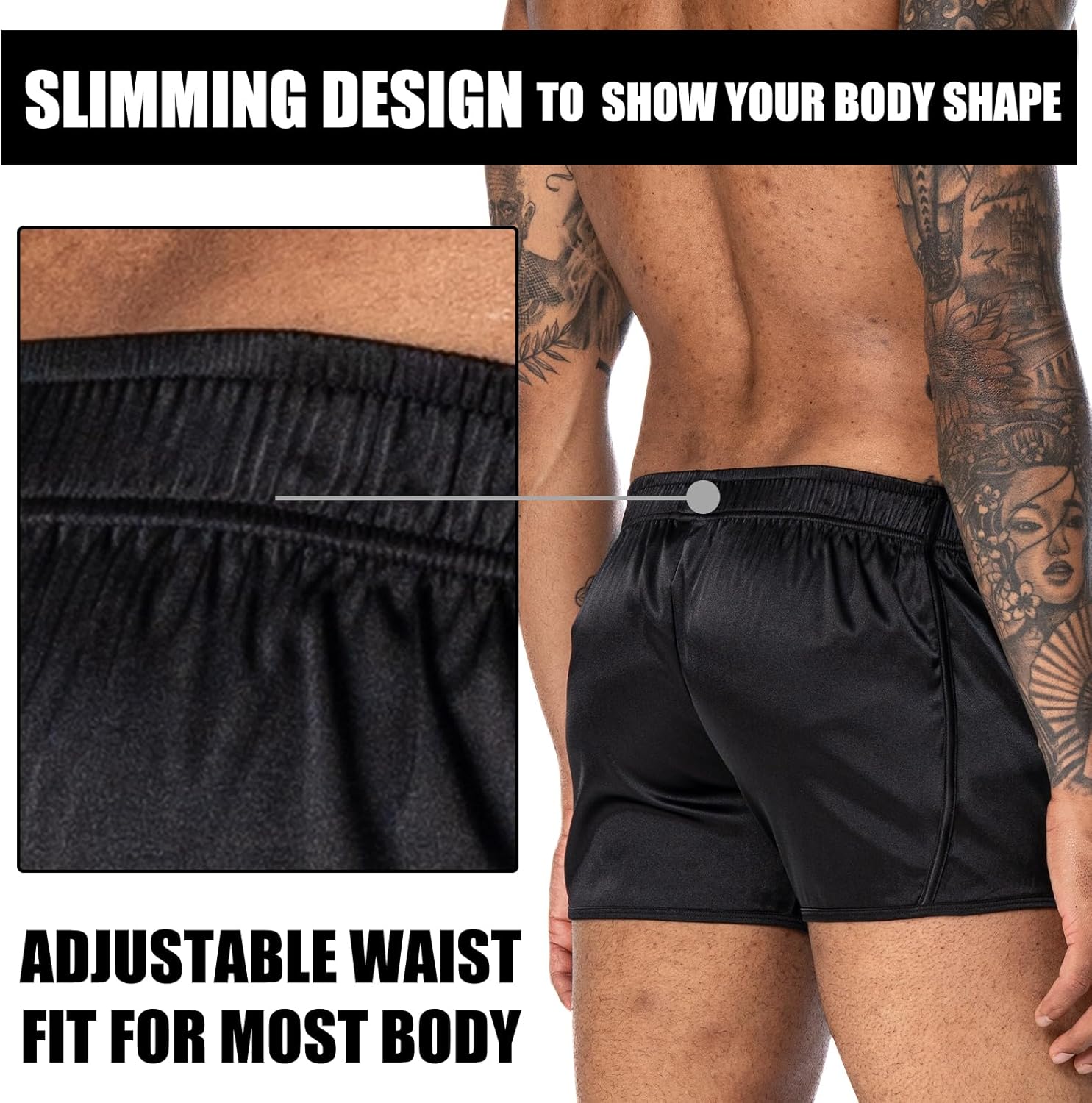 Men's 3 inch Satin Boxers Silk Satin Sleep Lounge Shorts Pajamas Bottom - Image 5