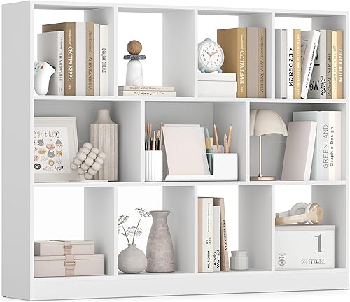 Miniatura 17 de VASAGLE Juego de 2 estanterías, estanterías, 5 compartimentos, estantes independientes y organizadores de cubos, estantes de exhibición para Blanco