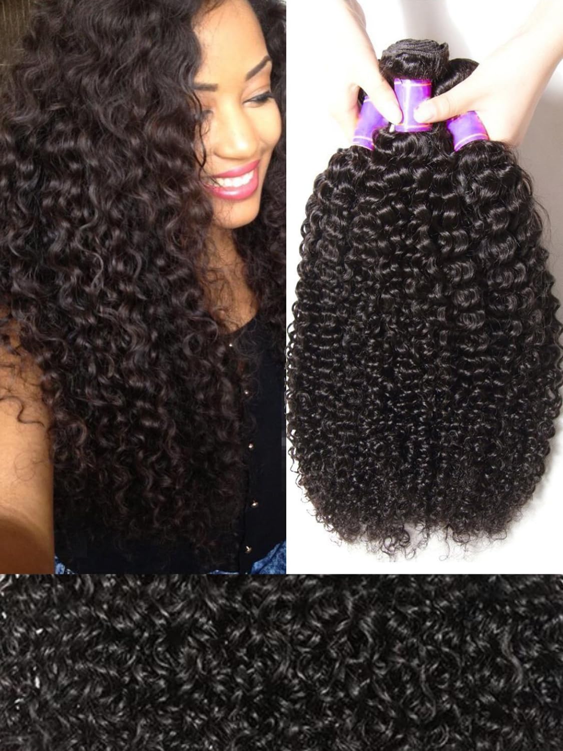 Nadula Malaysian Curly Human Hair Weave 3 Bundles 16 14 12 inches, 100% Unprocessed Virgin Jerry Curly Human Hair Weft Extensions for Women Natural Color