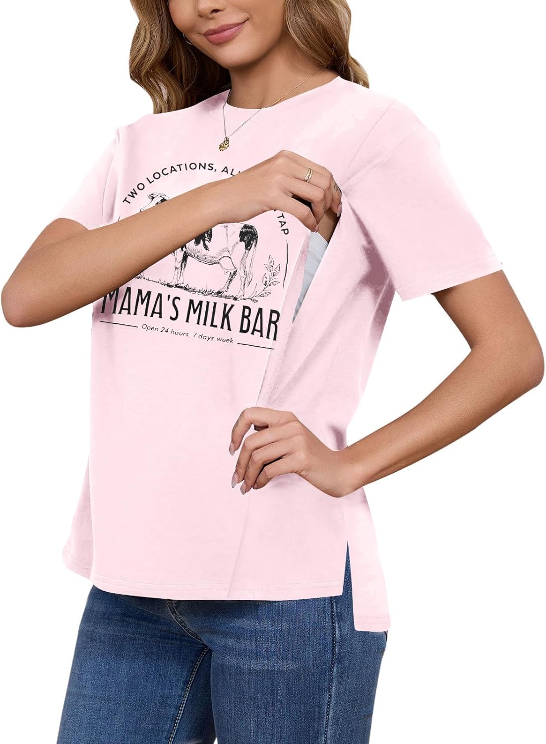 Comfort Breastfeeding Shirts for Women Double Zip Nursing Tops Loose Fit Maternity Tees Casual Pregnancy Clothes - Image 4