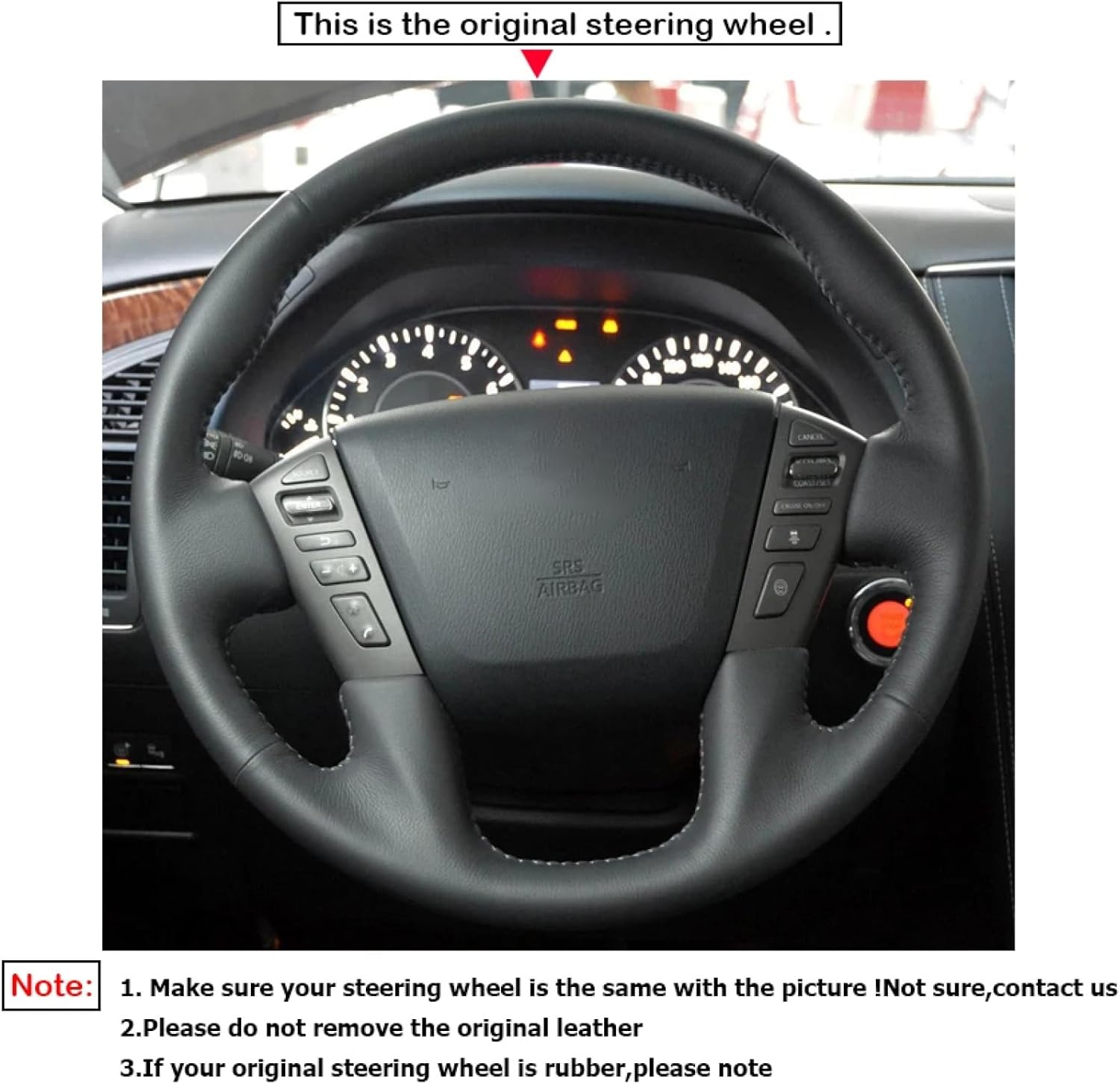 Steering Wheel Cover, for Nissan Frontier 2022, Customize DIY Hand Sewing Hand-stitched Leather