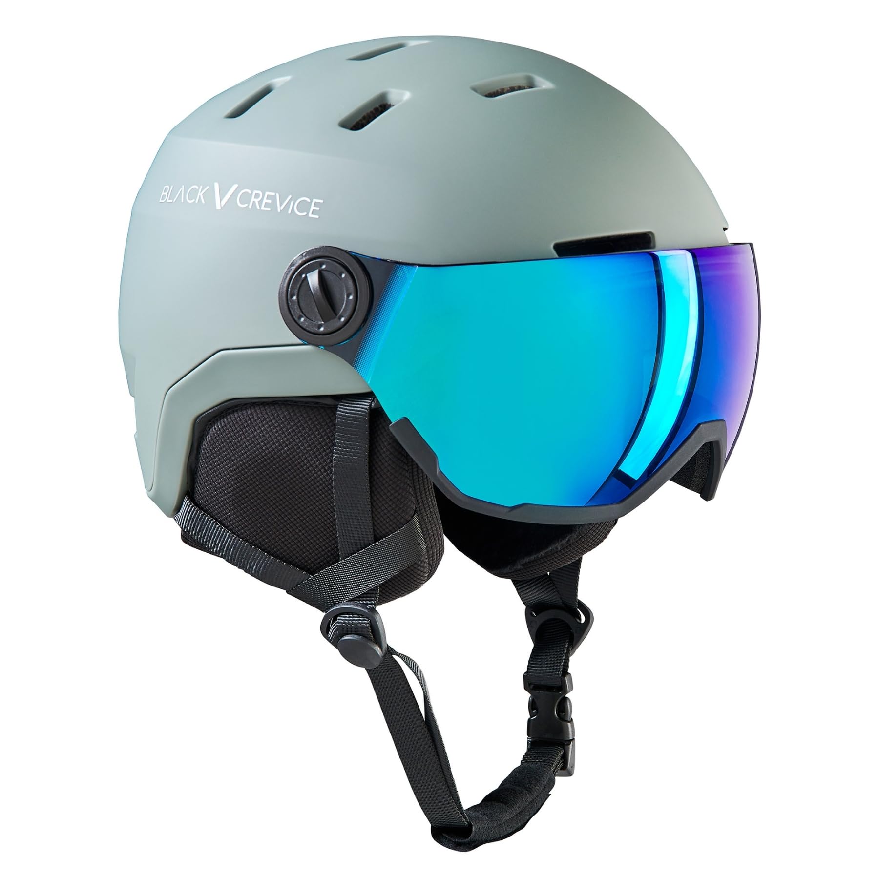 BLACK CREVICE Kask narciarski Wengen I kask narciarski z wizjerem z poliwęglanu, kask narciarski dla mężczyzn i kobiet, lekka technologia Double-Inmould, oddychający kask narciarski, regulowany