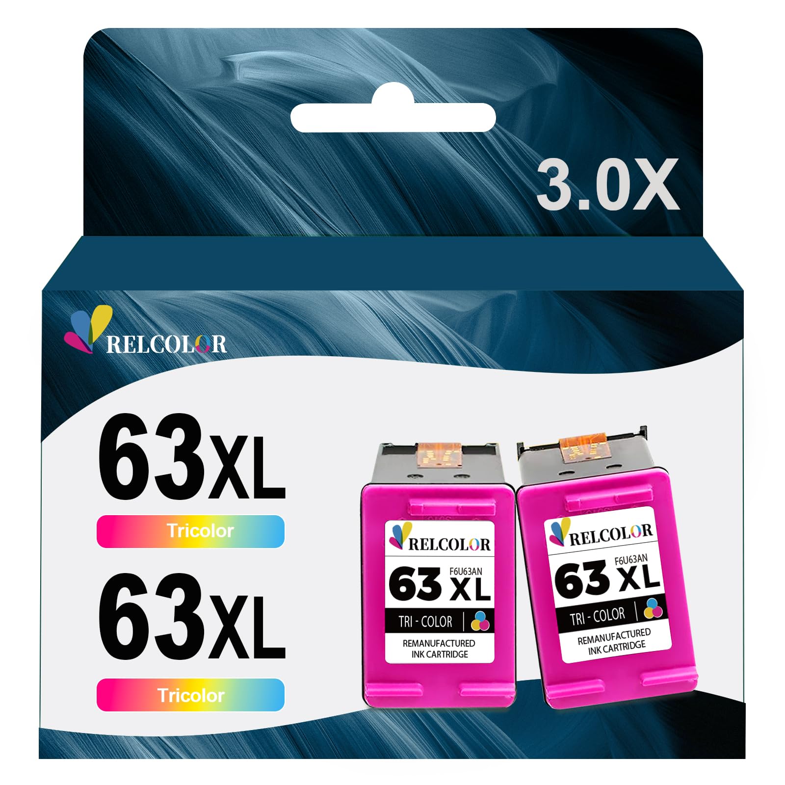 63XL Color Ink Cartridges Replacement for HP 63 XL Tricolor 2-Pack for HP63 HP63XL for 4650 3830 5255 4520 5258 3630 4652 4655 5200 4512 3632 5252 2132 1112 3631 2130 4510 3634 3833 4511 5222ClimatePartner certified