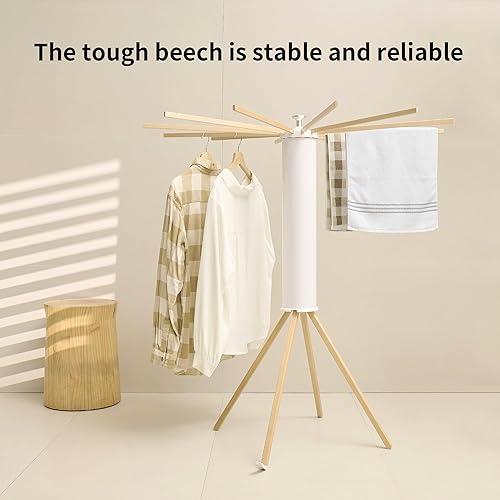 Miniatura 25 de JOOM Estante de secado de ropa con trípode, estante portátil y plegable para ahorrar espacio, estante de secado de ropa, ropa plegable, balcón