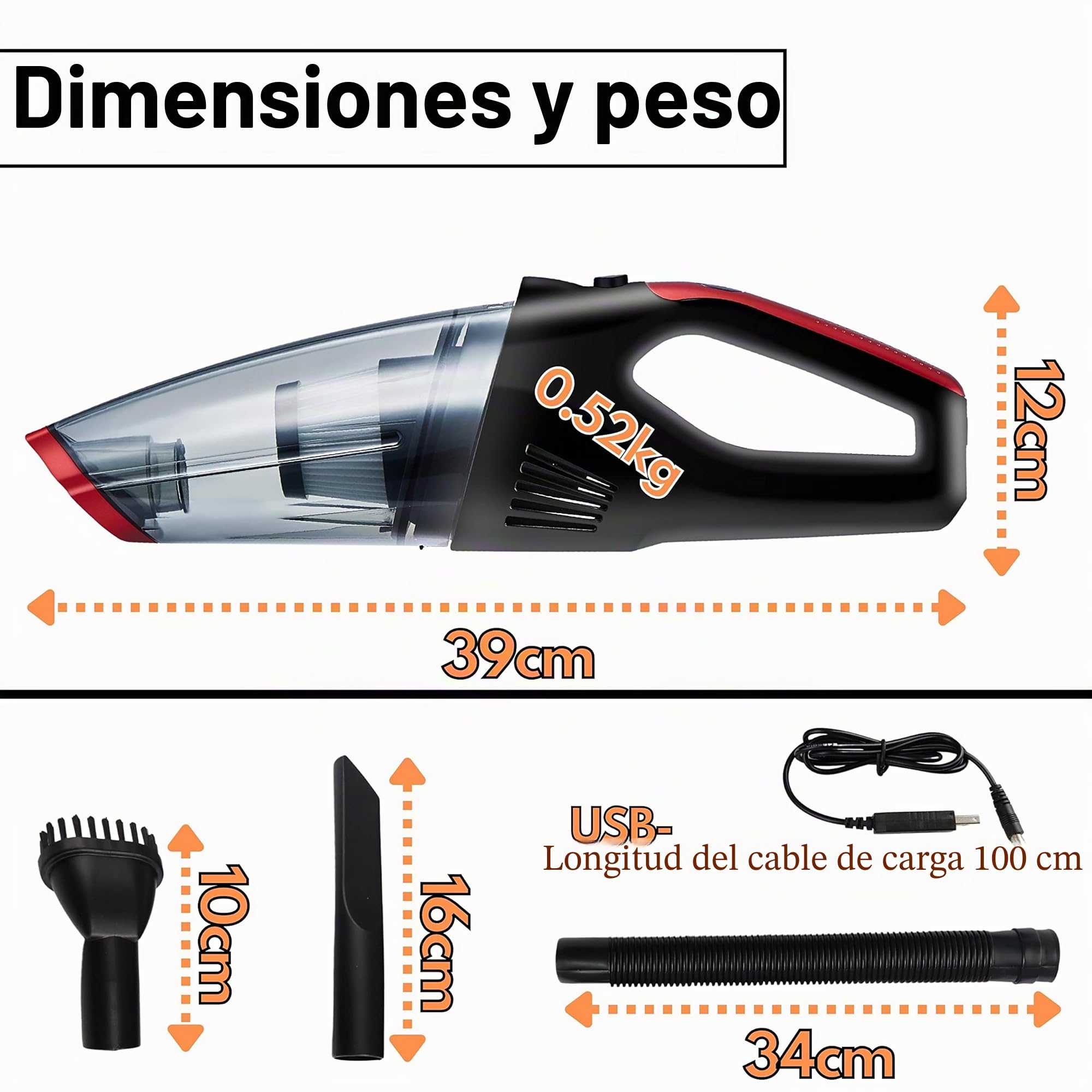 Samsung Aspiradora de mano recargable, batería, HEPA, 6200 Pa, para coche e inalámbrica