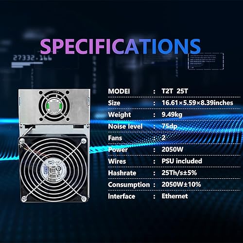 Innosilicon T2T 25THS BTC BCH Bitcoin Miner 2050W Asic Miner Professional Crypto Miner incluye fuente de alimentación PSU utilizada