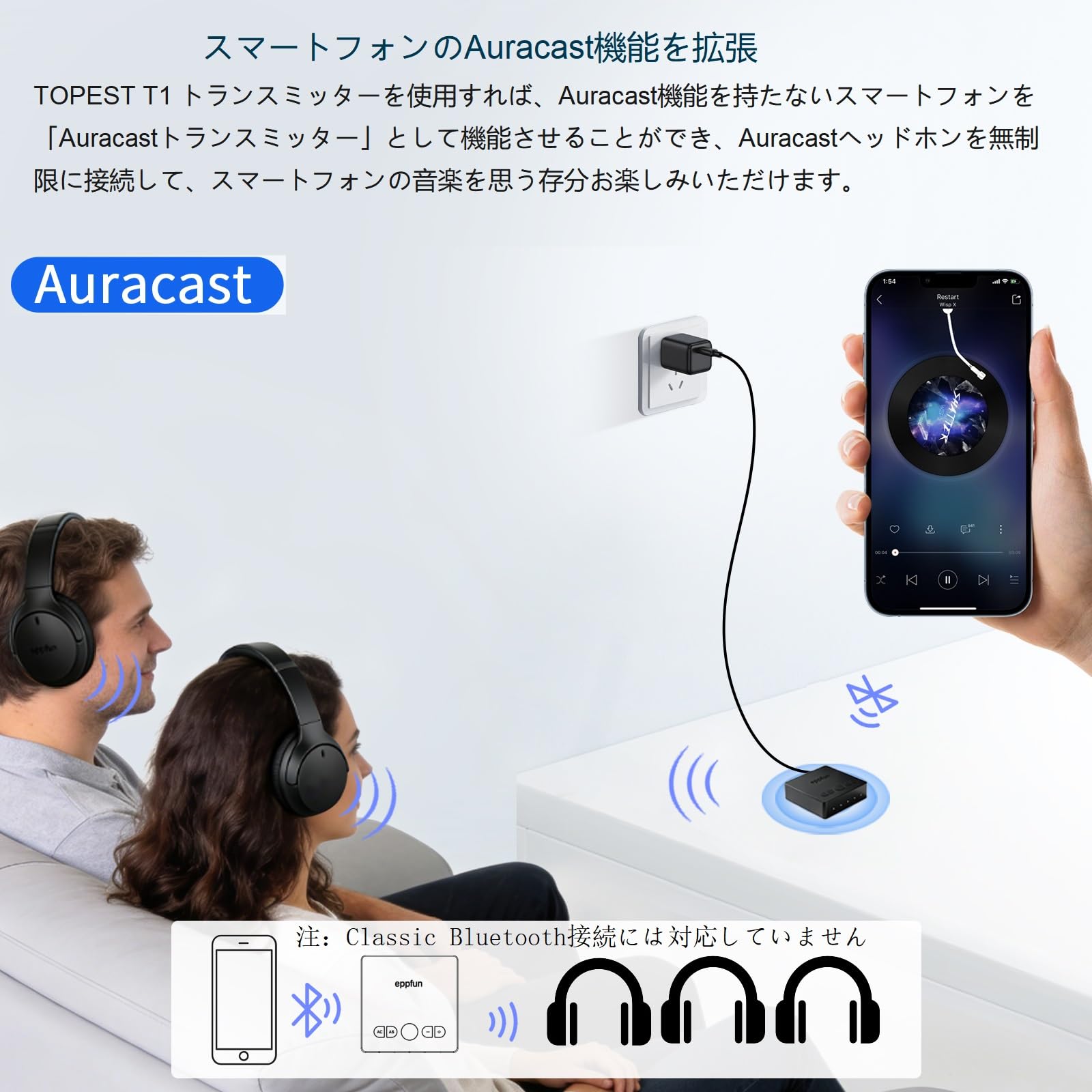 Amazon | eppfun LE Audio Auracastトランスミッター テレビ用