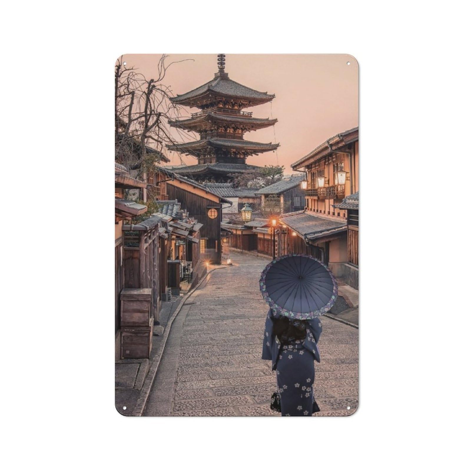 Junmoney Kyoto Retro-Style Metal Wall Sign 30X20cm For Pub Or Café, A New Home Present For Hospitality Wall Decor Collectors