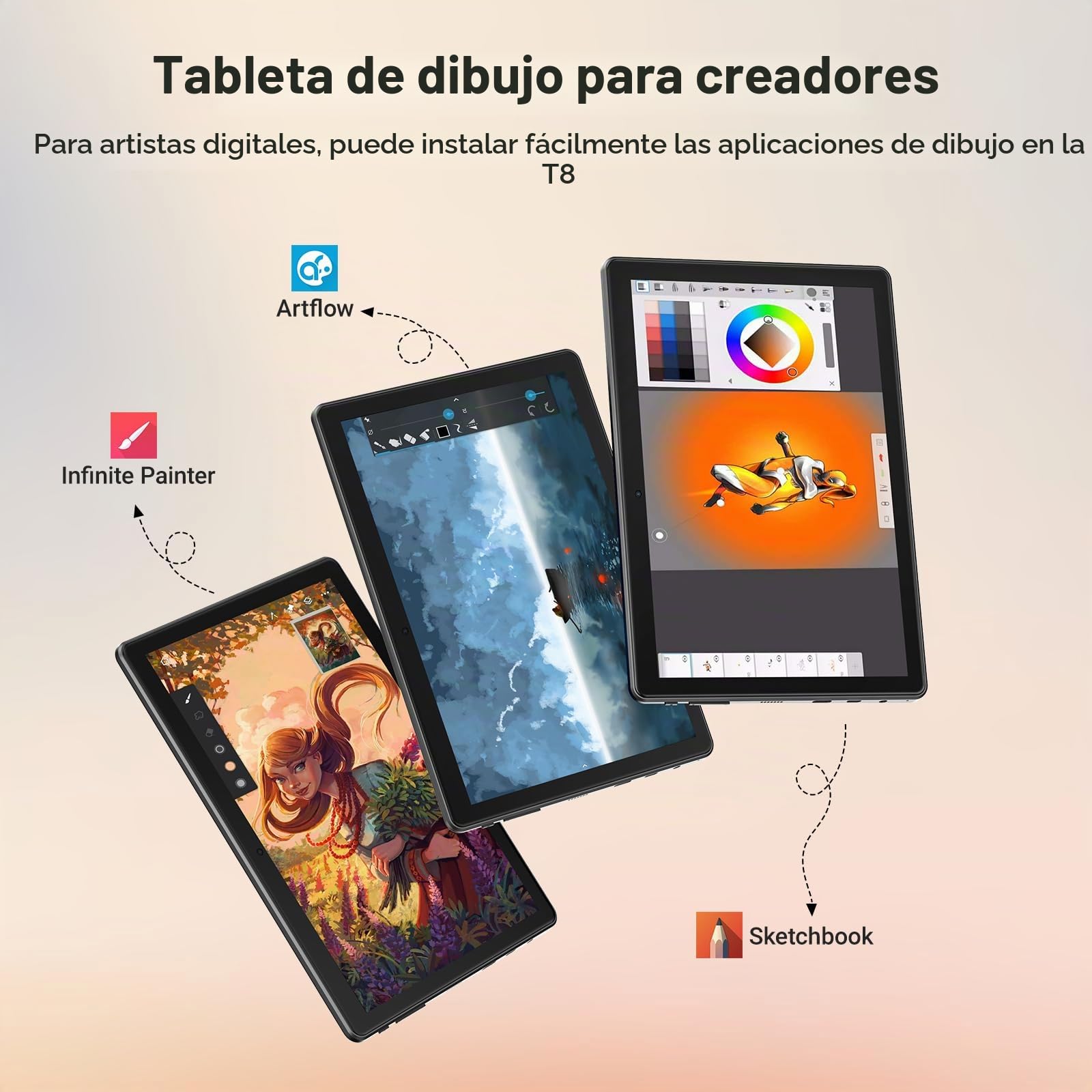 RubensTab T8 - Tableta de dibujo independiente, no necesita computadora para principiantes y artistas gráficos digitales