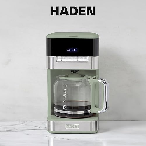 Miniatura 7 de Haden Cafetera de goteo programable, máquina de café de 12 tazas y jarra, verdecromo