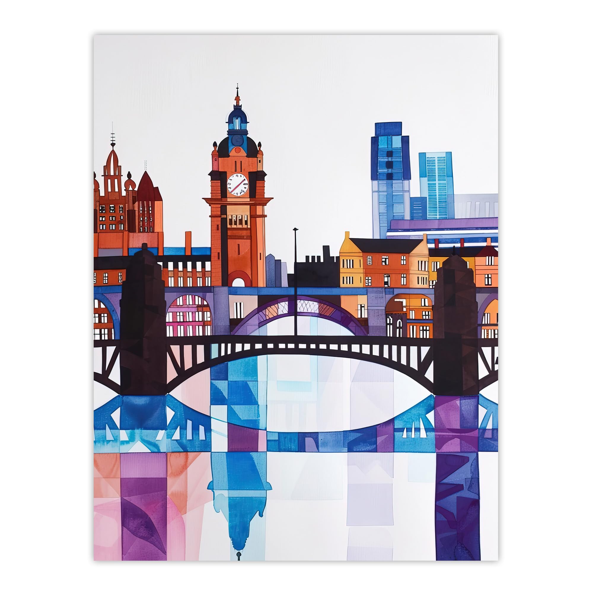 Artery8 - Wall Art Print - Colourful Geometric Skyline - W24 inch x H32 inch