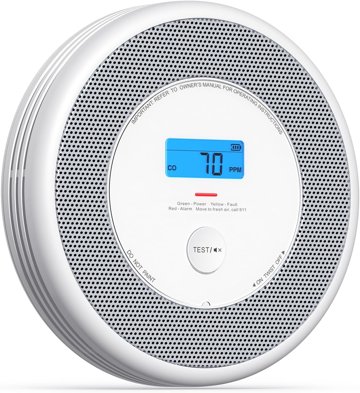 Combination Smoke and Carbon Monoxide Detector with Voice Location, Interconnected Smoke Detector Carbon Monoxide Detector Combo with Base Station (Not Included), Model XP0A-MR, 1-Pack
