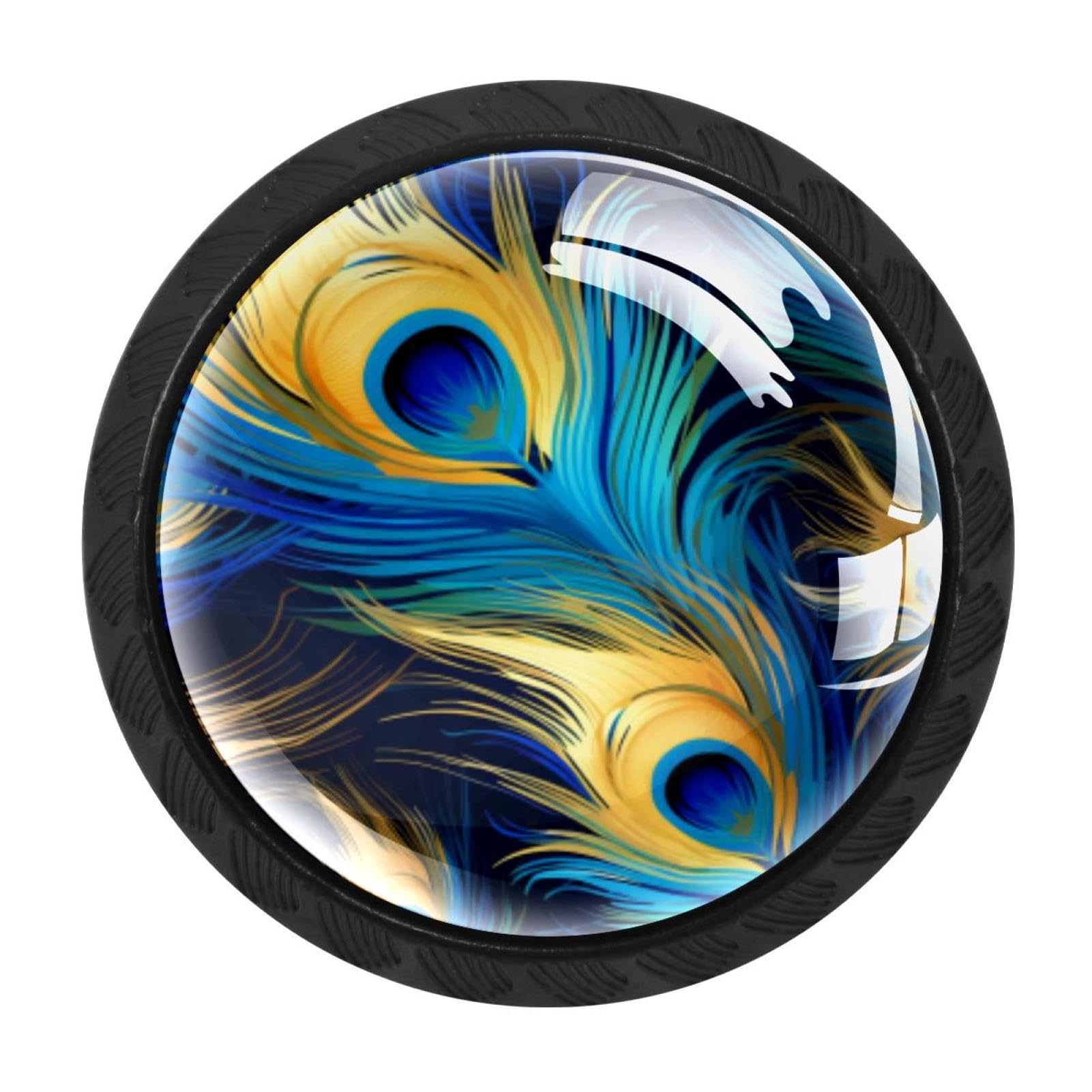 CHENZZZZ 4 Pack Peacock Feather Drawer Knob Cabinet Hardware