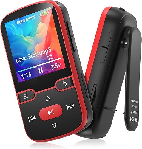 Reproductor de MP3 de 64 GB Bluetooth 5.3 con clip, reproductor de música deportiva de alta fidelidad, reproductor de MP3 de pantalla de 1.5